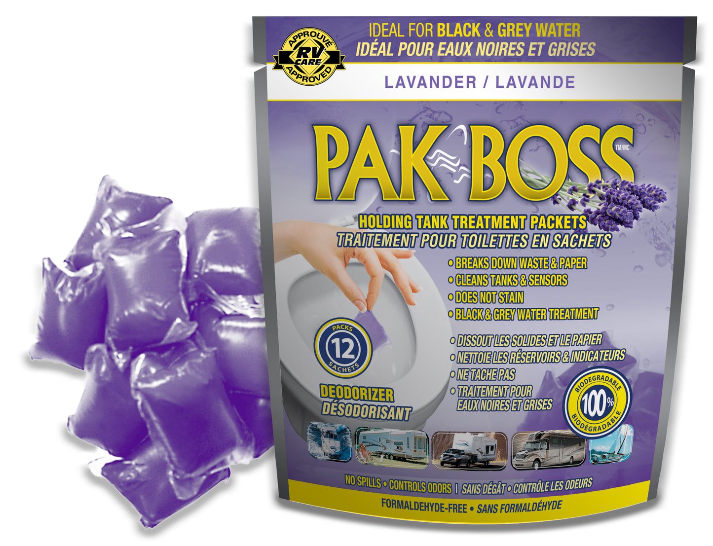 Sachets de Traitement Lavande ENZY BOSS – 12 unités pour le Contrôle des Odeurs dans VR et Bateaux