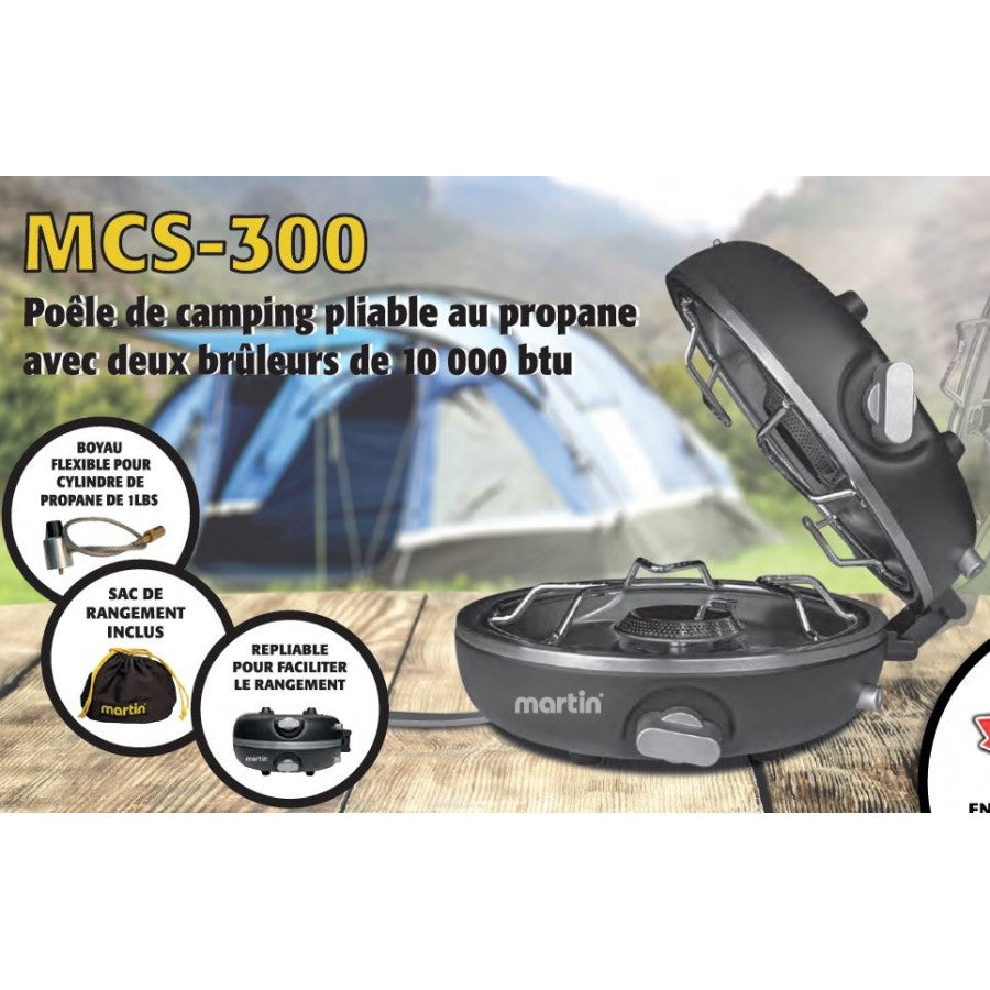 Poêle pliable au propane 2 brûleurs Martin 20 000 BTU – Camping et plein air