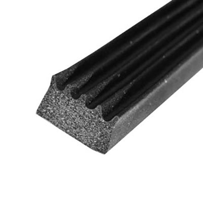 Joint d’étanchéité en caoutchouc EPDM noir nervuré avec adhésif – 0,500 x 0,312 po - VENDU AU PIED