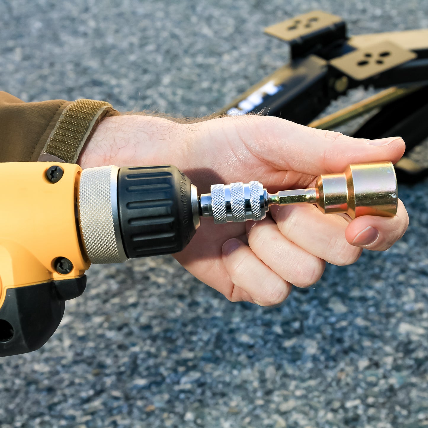 Douille Camco ¾ pouce pour cric à ciseaux avec douille hexagonale à changement rapide de ¼ pouce pour perceuse - Ajustement universel