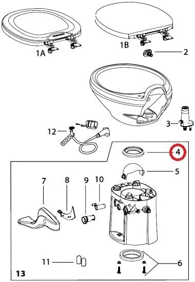 Joint à boule Thetford 42141 pour toilette Aqua Magic Residence – Blanc