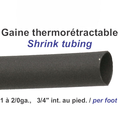 3/4" Heat Shrink Tubing for 1–2/0 GA Cable (Per Foot)