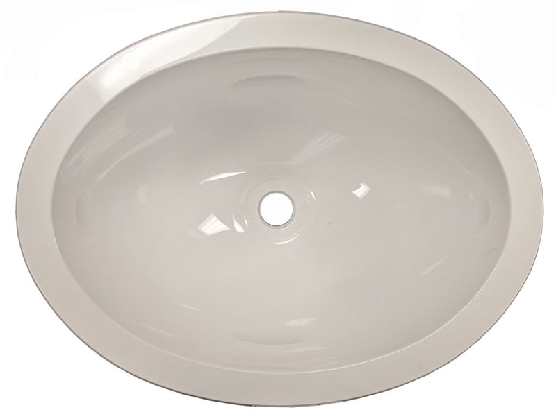 10" White Plastic Oval Sink – With Drain and Stopper