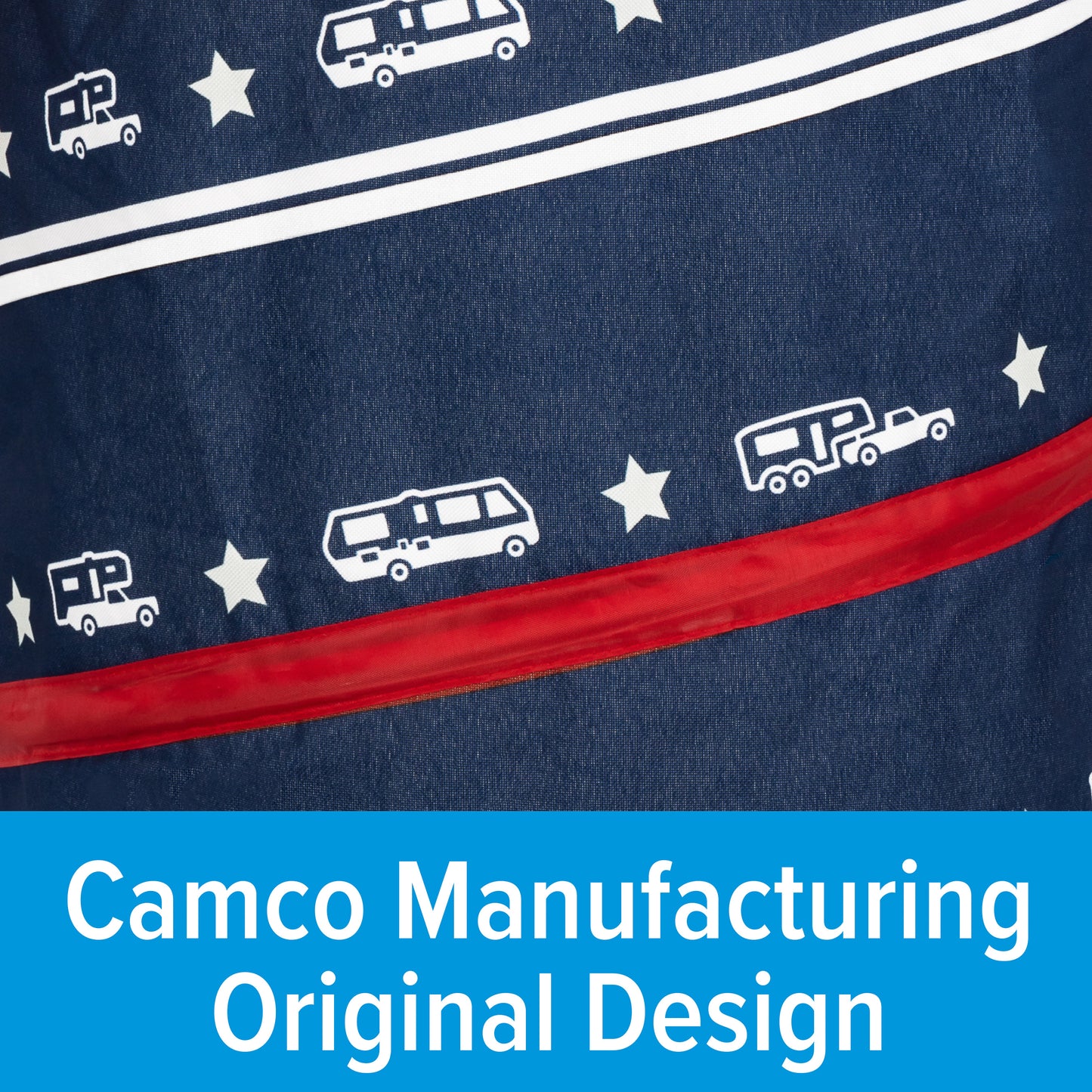 Contenant Pop-Up Camco "Life is Better at the Campsite" – Rangement Extérieur Pliable, Résistant, avec Sac et Piquer pour Camping, VR, Pique-Nique