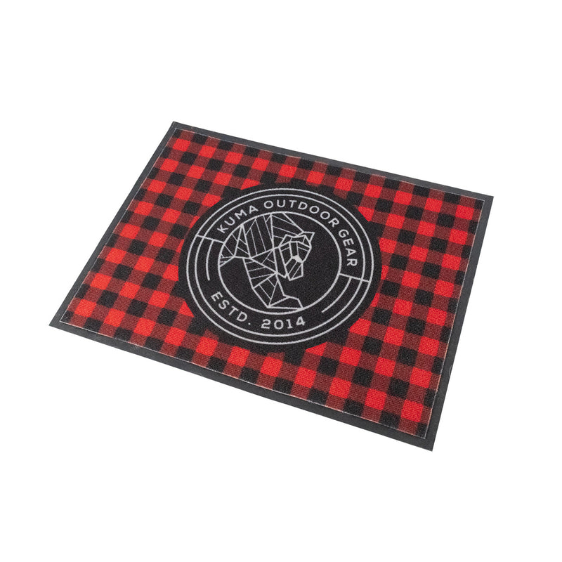 Tapis de porte pour VR ou tente - 31,5 x 24 po - Rouge/Noir - Résistant intérieur/extérieur