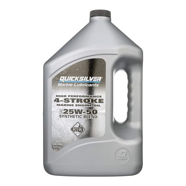 Huile marine synthétique Quicksilver 25W-50 4 temps – 1 gallon