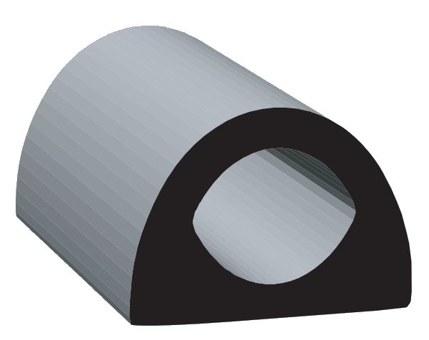 Joint en D en caoutchouc EPDM noir - 50 pieds x 1/2" x 3/8"