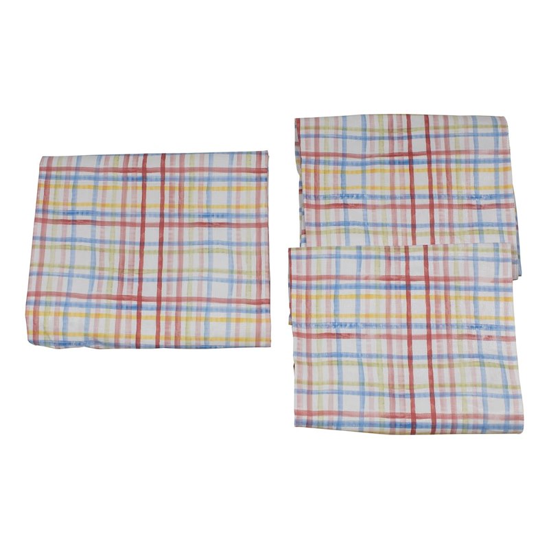 TABLECLOTH & BENCH SET-PLAID