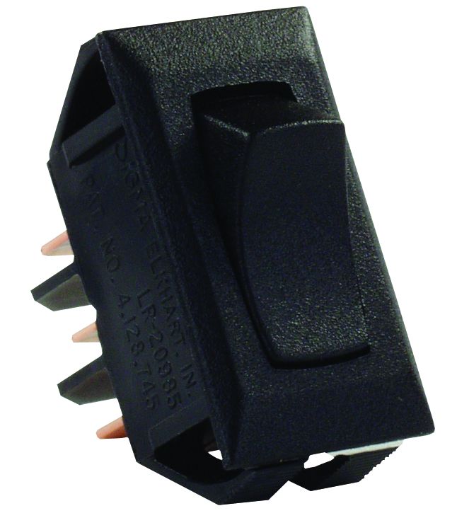 Multifunction Switch 12V, 16A - Single Pole Double Throw - Black Rocker