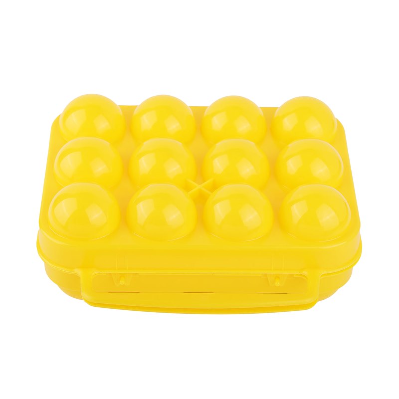 Yellow Egg Carrier for 12 Eggs - Unbreakable Plastic with Handle