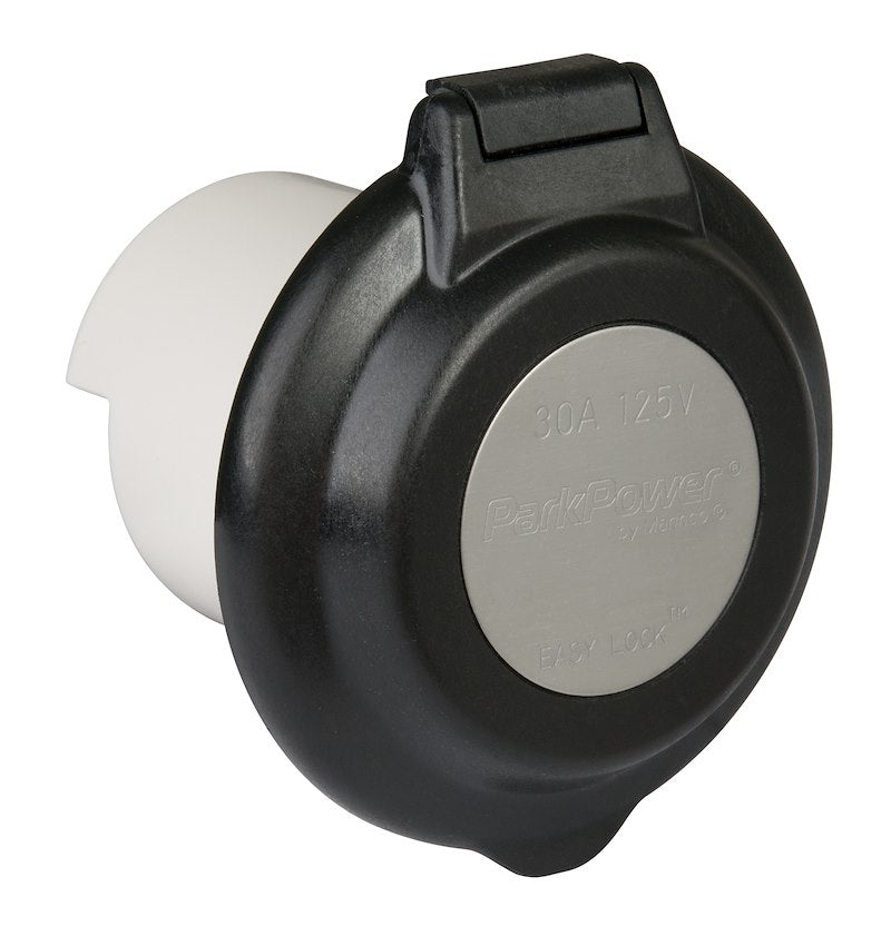 Prise d’Alimentation Marinco 30A 125V Noire – Entrée de Courant pour VR et Bateau