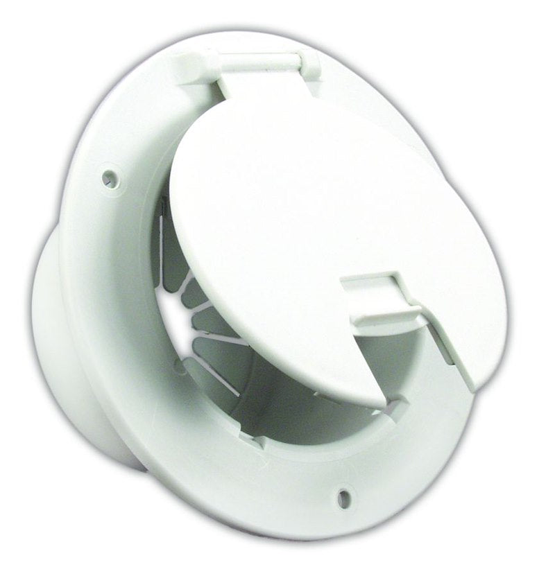 JR Products Round Electric Hatch – 30/50 A, Polar White
