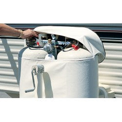 Housse de réservoir propane double 30 lb résistante aux intempéries – Vinyle blanc polaire ADCO