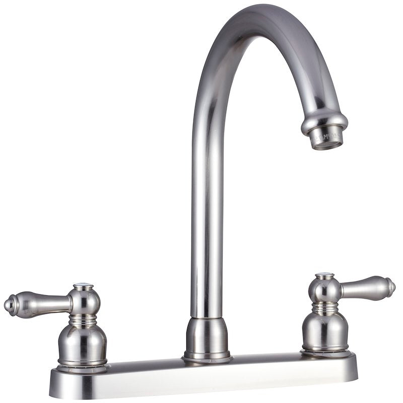 Robinet cuisine hi rise nickel satiné 8 pouces VR double poignée