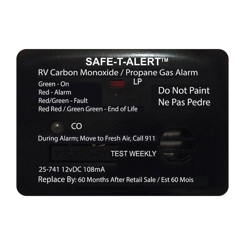 Détecteur propane et monoxyde de carbone Safe-T-Alert 12V noir