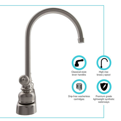 Robinet de Cuisine VR Bec en J 12" - Nickel Satiné Brossé