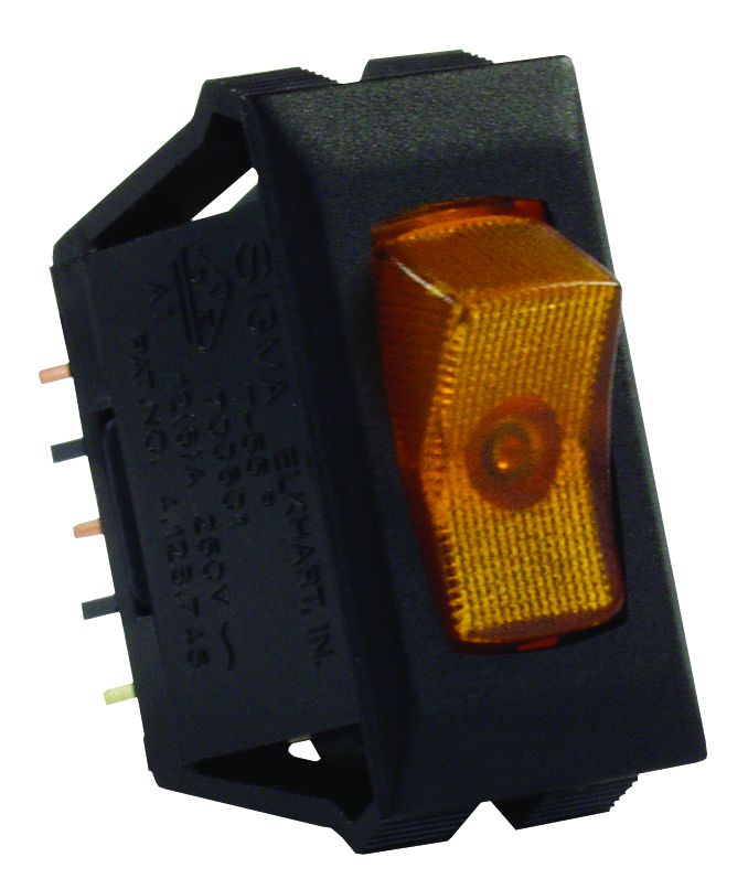 Versatile JR Products Switch 19-1878 – SPST, 12V, 10-16A, Black with Amber Indicator