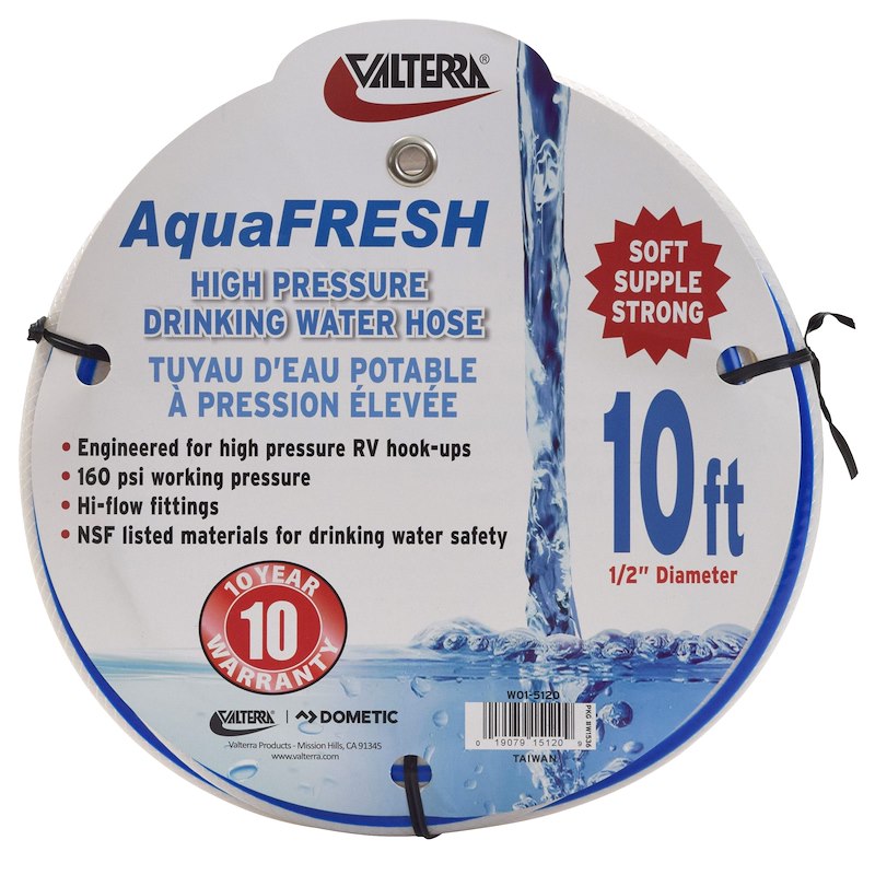 Boyau d’eau potable 1/2 po x 10 pi Valterra Aqua Fresh pour VR et bateau