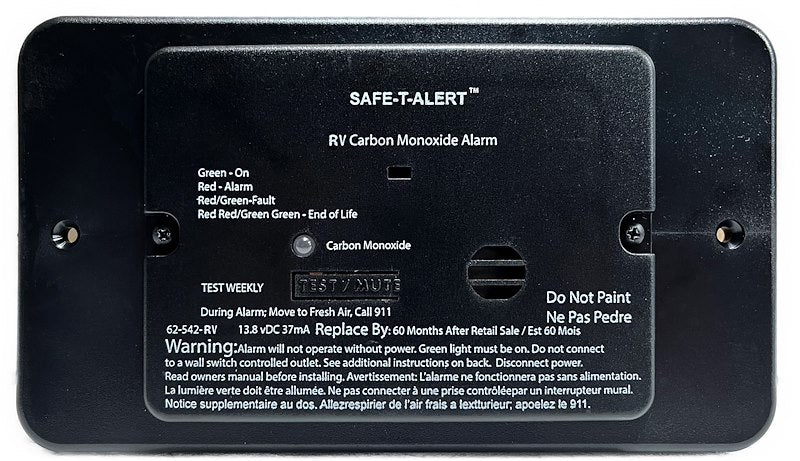 Détecteur de Monoxyde de Carbone Safe-T-Alert™ 06-6777 pour VR - Montage Encastré, Alerte Sonore, 13.8V