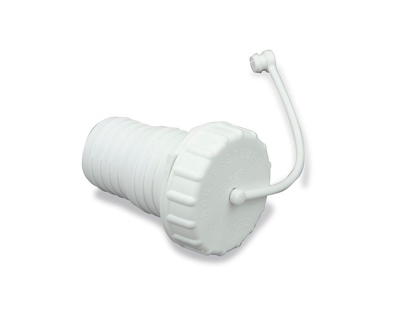 Fresh Water Inlet Cap for RV - Bayonet White with Strap