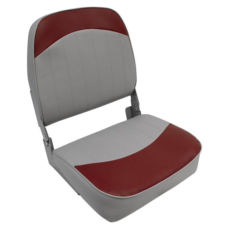 Siège de bateau de pêche Wise Standard – Dossier bas pliable gris et rouge