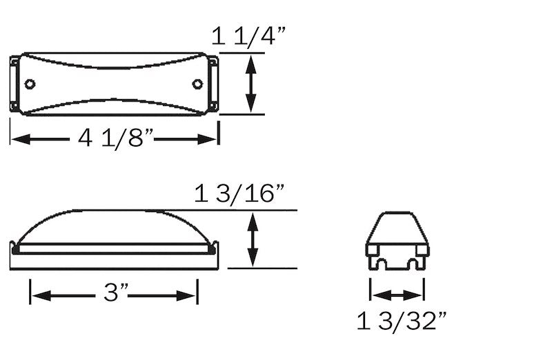 Feu de gabarit rouge rectangulaire Optronics 18-1506 - Étanche 12V pour remorque