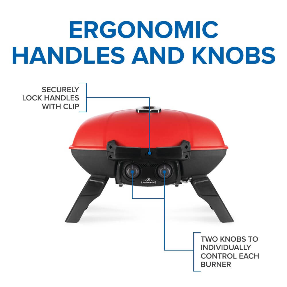 Gril Portable à Propane Napoleon TravelQ™ 285 Rouge - Compact, Portable et Puissant