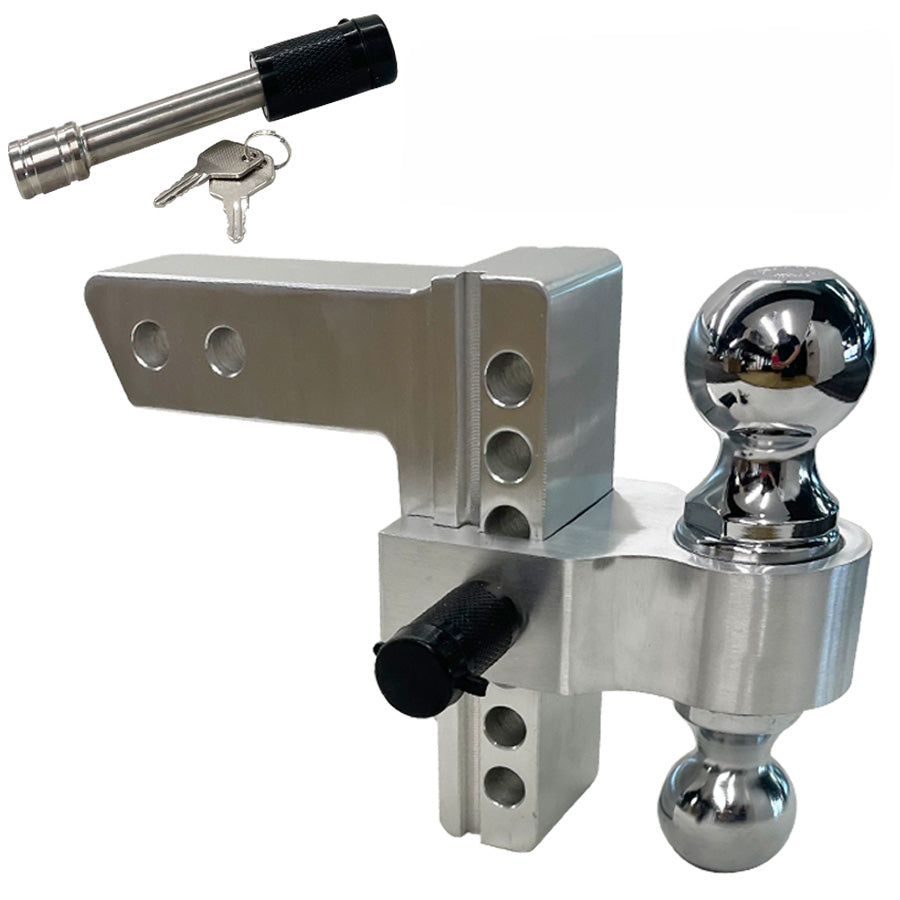 Barre aluminium drop 6" avec cadenas 2" – 8 000 lbs | Boule 2 5/16" & 2"