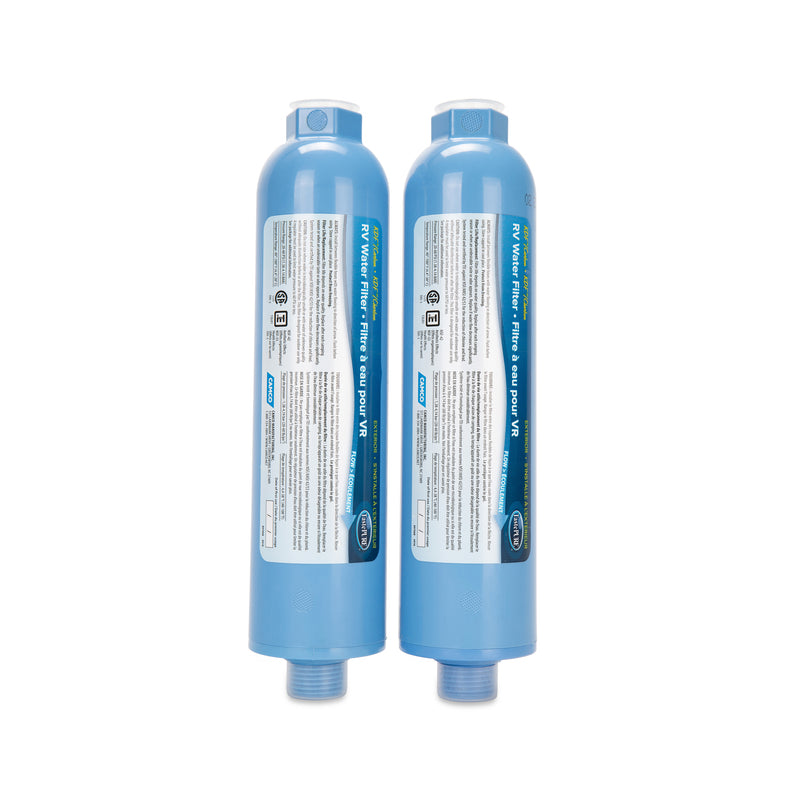 Filtre à eau Camco TastePURE RV/Marine 2 Pack - Réduit mauvais goût, chlore, sédiments et protège contre la croissance des bactéries