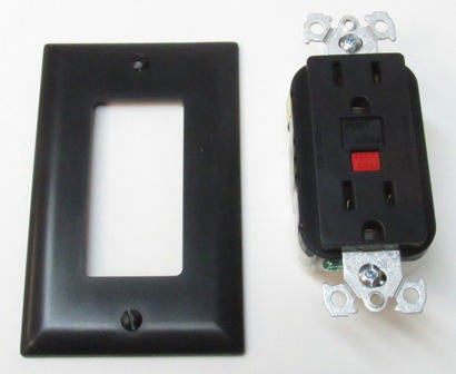 recept - gfi - 15a120v - black - w/plate