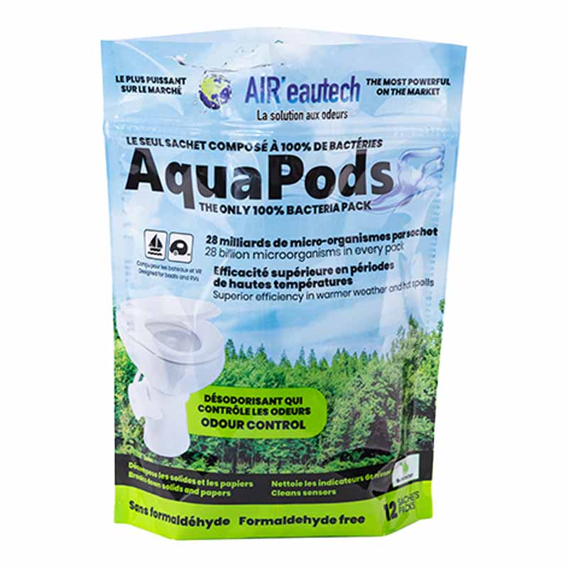 AquaPods – Traitement biologique pour réservoir d’eau noire VR | 12 sachets sans formaldéhyde