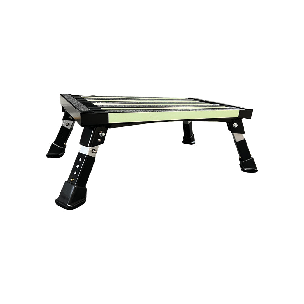 Marchepied Réglable en Aluminium Noir avec Bandes Antidérapantes et Réfléchissantes | Sac Inclus