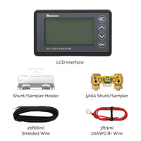 500A Battery Monitor with Shunt by Renogy | LCD Display