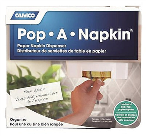 Distributeur de serviettes Pop-A-Napkin Camco – Installation sous armoire, blanc