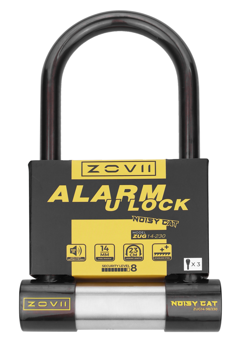 Antivol en U avec Alarme 120 dB ZUG14-230 - Sécurité Renforcée pour Vélos et Motos