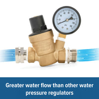 Camco Adjustable Brass Water Pressure Regulator - Protect Your RV and Boat from High Pressure