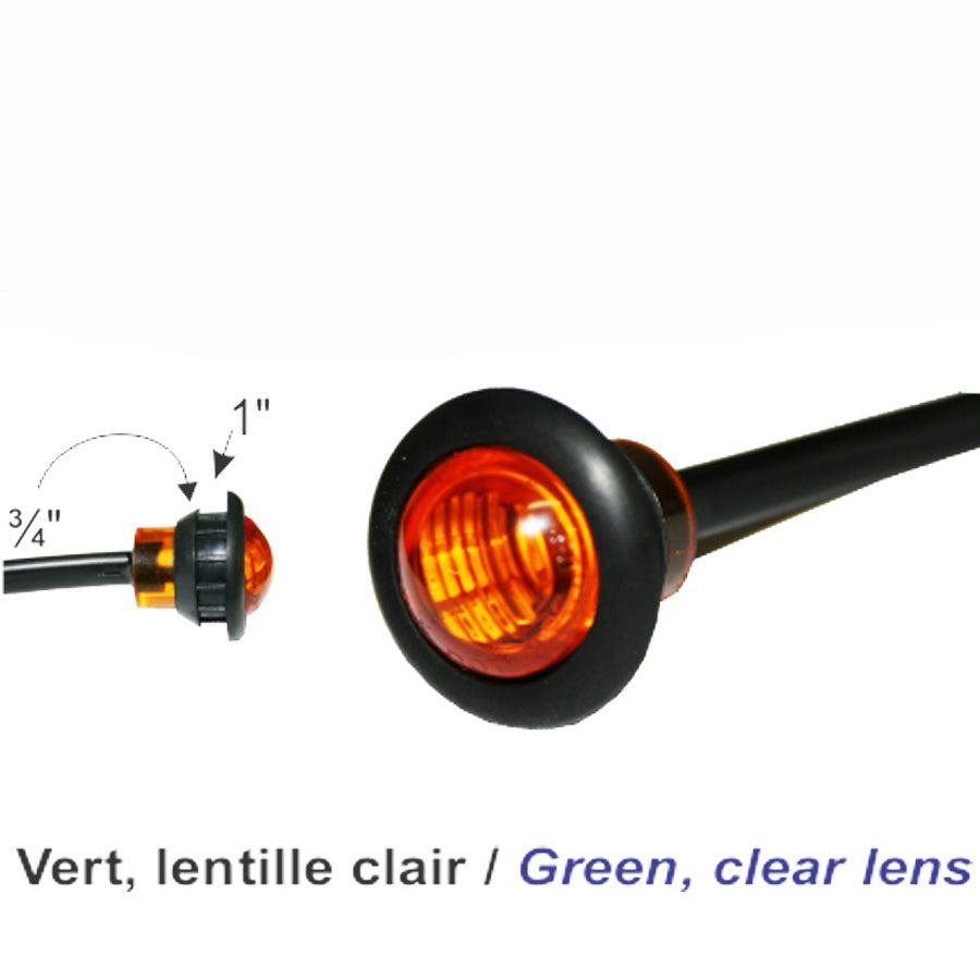 Lumière de position ronde LED claire / verte – Éclairage de remorque haute visibilité