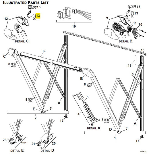 Capuchon de trou de clip pour auvent Carefree RV R001835006 – Kit de réparation (noir)
