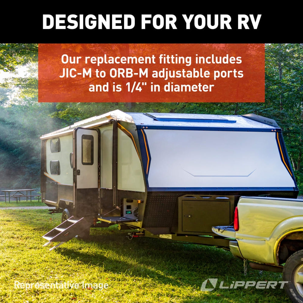 Raccord hydraulique coudé 90° 1/4" Lippert #6809-04-04 pour système de nivellement RV