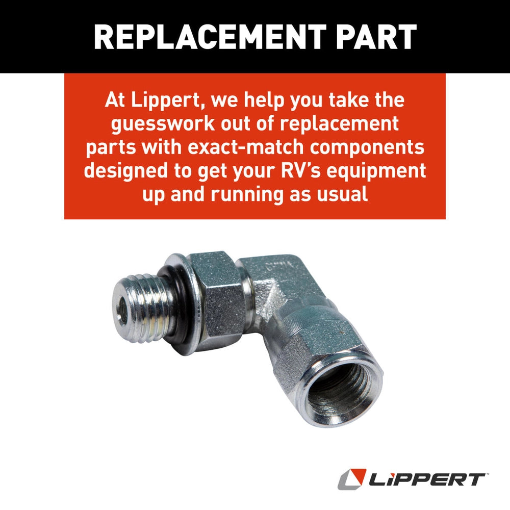 Raccord hydraulique coudé 90° 1/4" Lippert #6809-04-04 pour système de nivellement RV