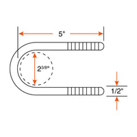 2 3/8" x 5" round U-bolt zinc 1/2" stem