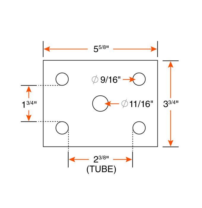 Plaque de fixation en zinc 2 3/8 po pour boulon en U 1/2 po – Suspension remorque 3500 lb