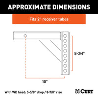 Tige de répartition de poids CURT 2" – 15 000 lb, ajustable, levée 8-7/8", chute 5-5/8"