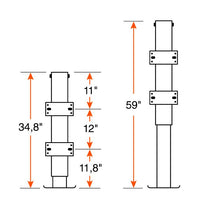 Vérin hydraulique 15 000 lb 12V avec télécommande – Course 24,2" RAM