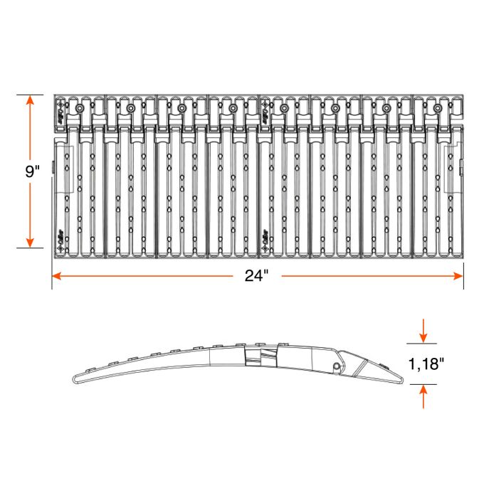 Kit de glissières CALIBER 9"x24" avec charnières HD – 72" total – Accessoire motoneige