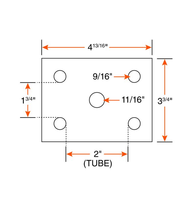 Plaque d’attache 2" en acier pour boulon en U 1/2" – Suspension remorque
