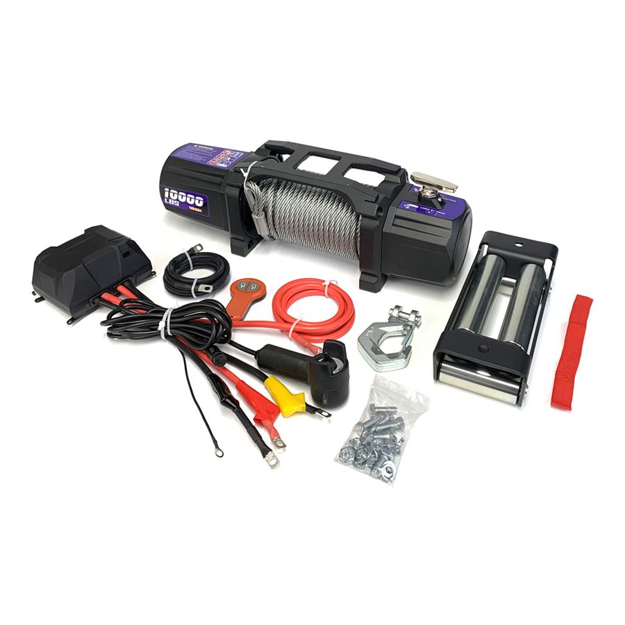 Treuil électrique 10 000 lb avec télécommande sans fil et câble acier de 26 m – 12V/24V robuste