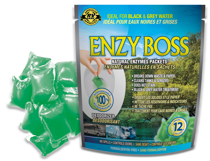 Enzy Boss - Traitement et Désodorisant pour Réservoirs de Rétention de RV - 12 Sachets