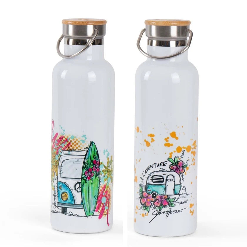 Bouteille d’eau inox – 500 ml | Isolée & rétro pour le camping et la vanlife - Les campeuses en cavale