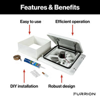 Ventilateur d'Évent de Toit pour VR Furrion® 14" - 12V, 4 Vitesses, Facile à Installer